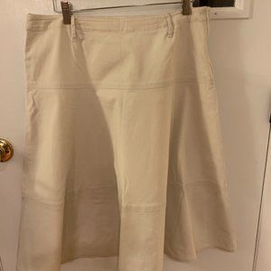 Talbots A-line 3 tier MIDI skirt color: beige size 12 cotton blend side zip U2